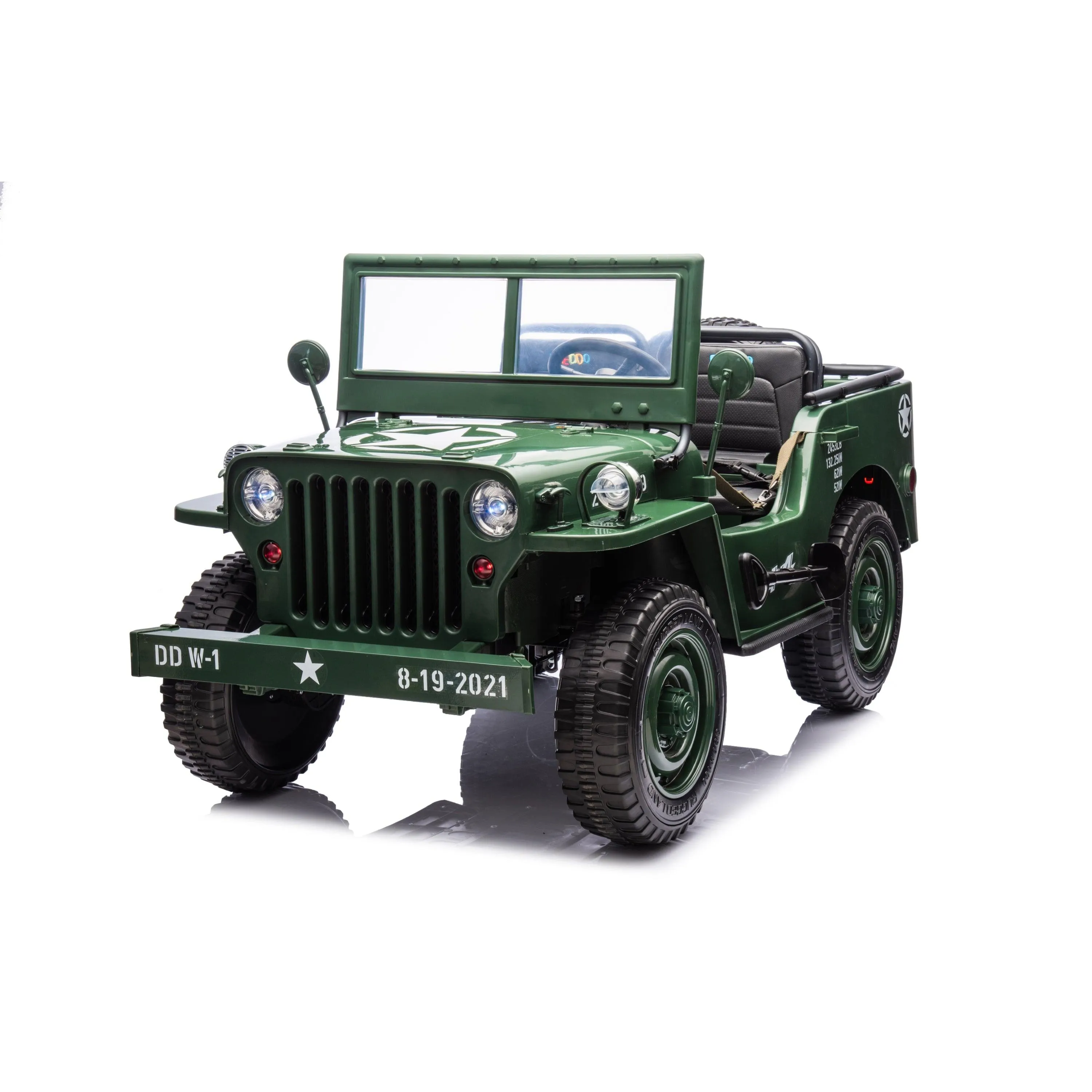 24V Military Willy Jeep 3 Seater Electric Ride On