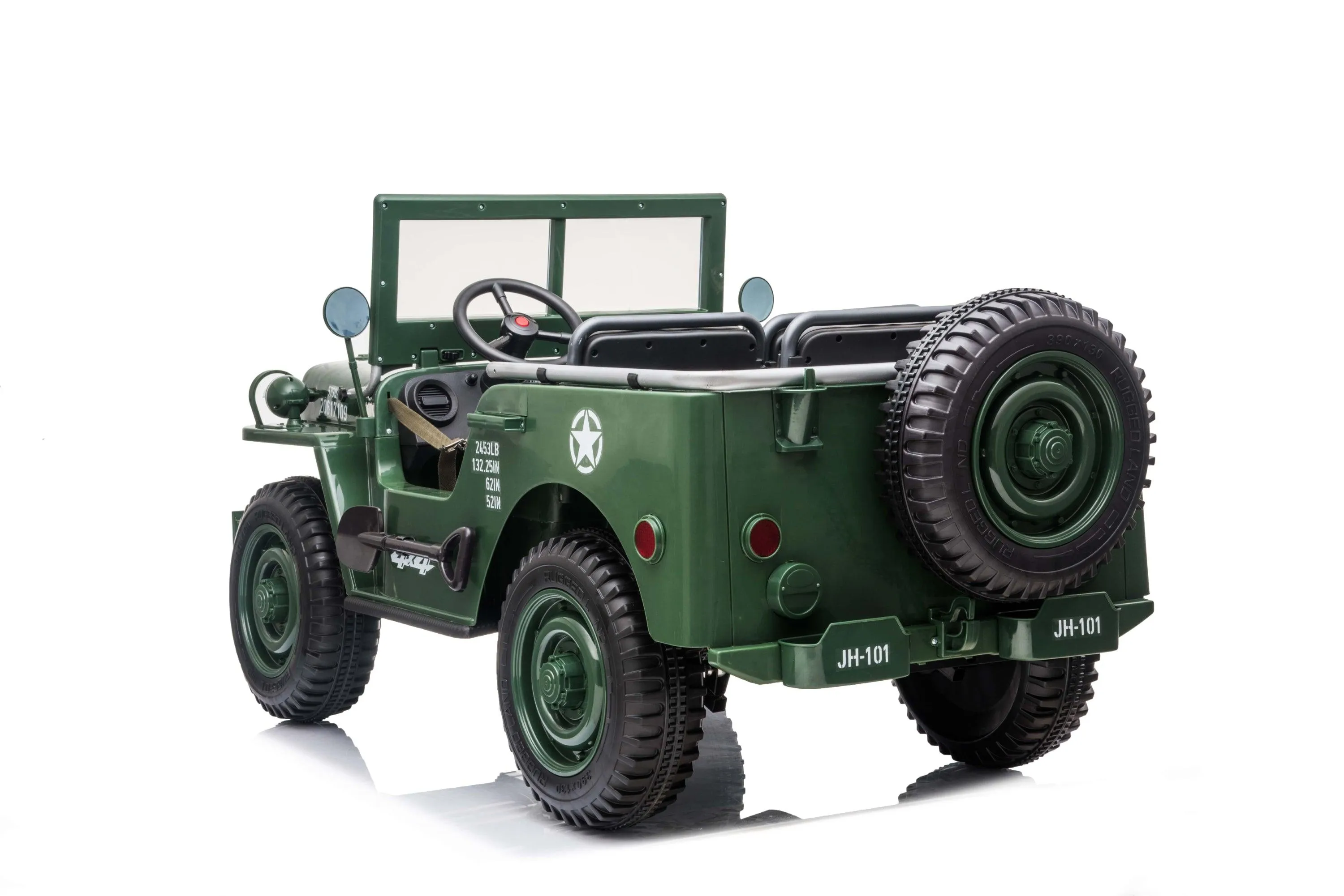 24V Military Willy Jeep 3 Seater Electric Ride On