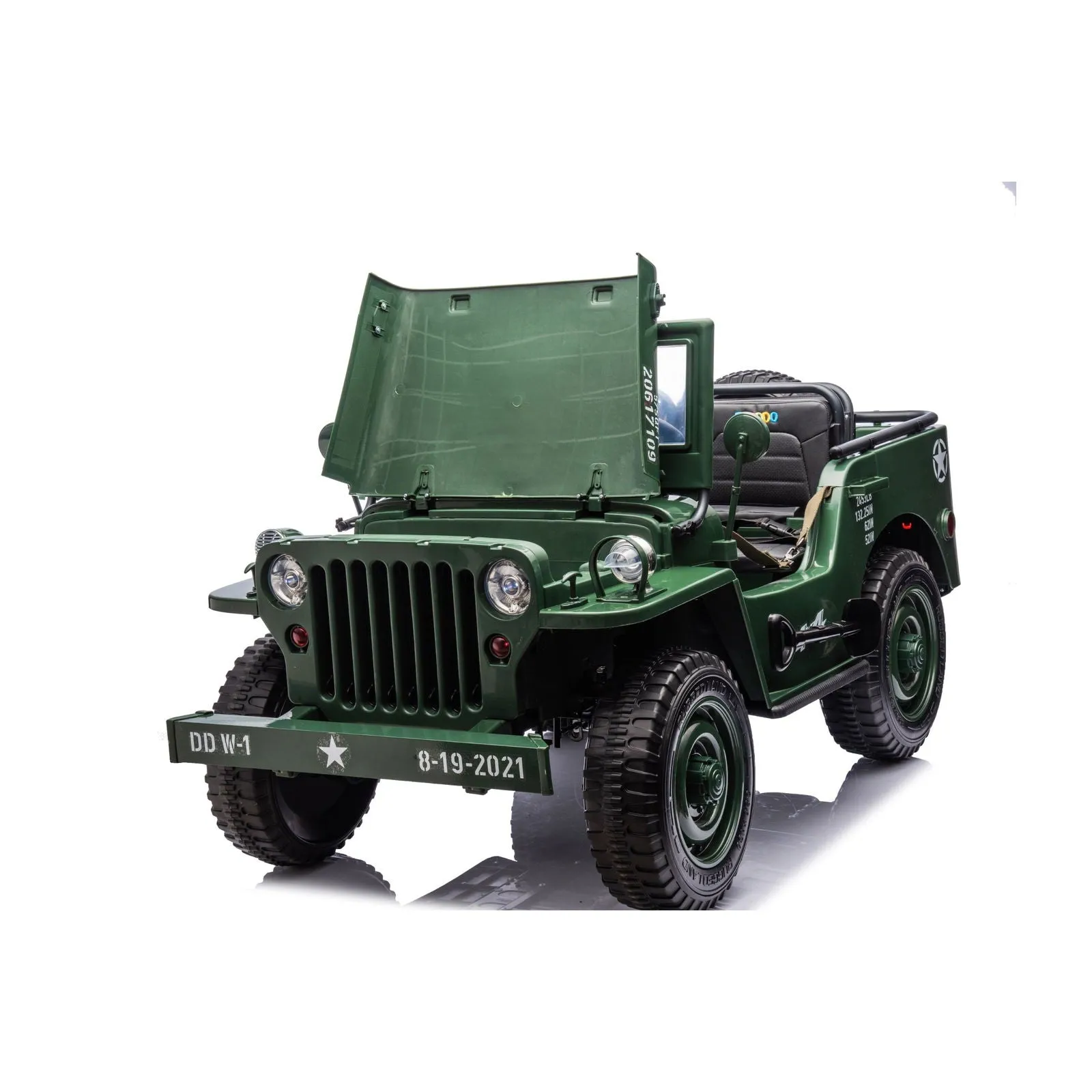 24V Military Willy Jeep 3 Seater Electric Ride On