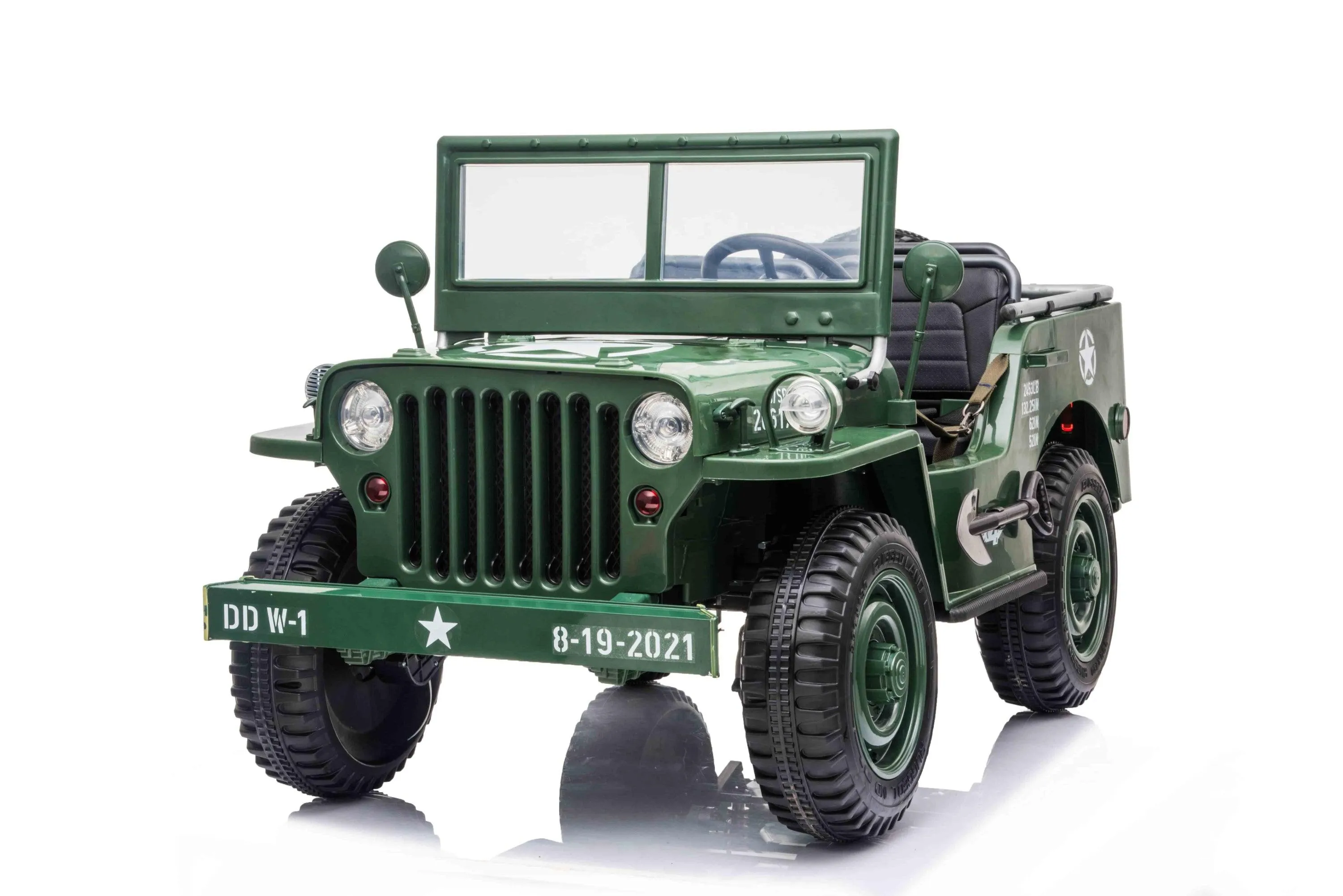 24V Military Willy Jeep 3 Seater Electric Ride On