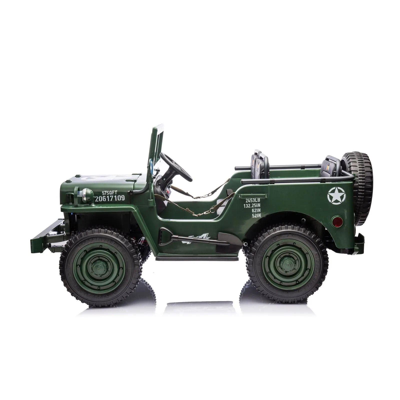 24V Military Willy Jeep 3 Seater Electric Ride On