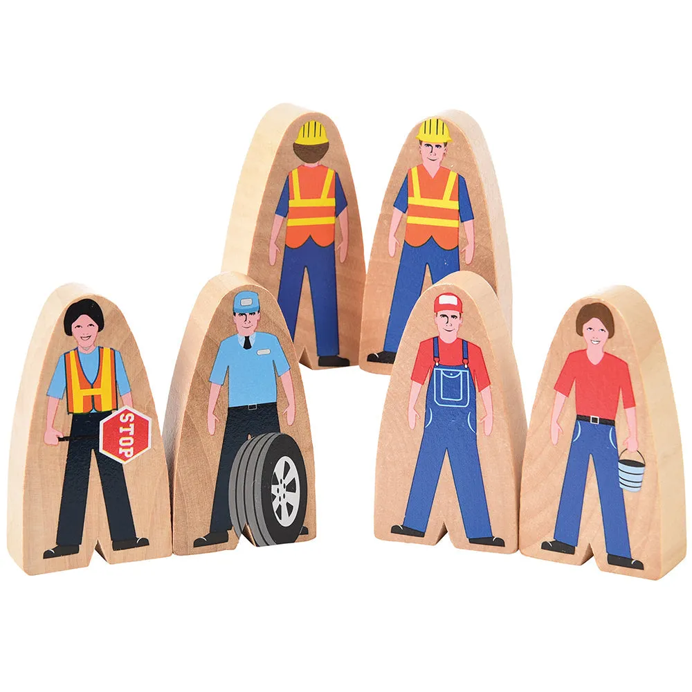 25-Piece Wooden Community Helpers Set | Diverse Figures for Block Play