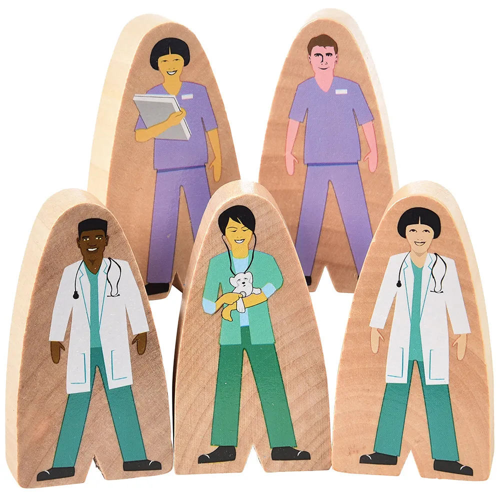 25-Piece Wooden Community Helpers Set | Diverse Figures for Block Play