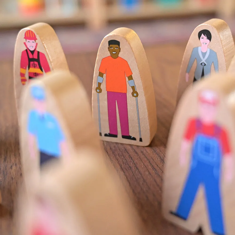 25-Piece Wooden Community Helpers Set | Diverse Figures for Block Play