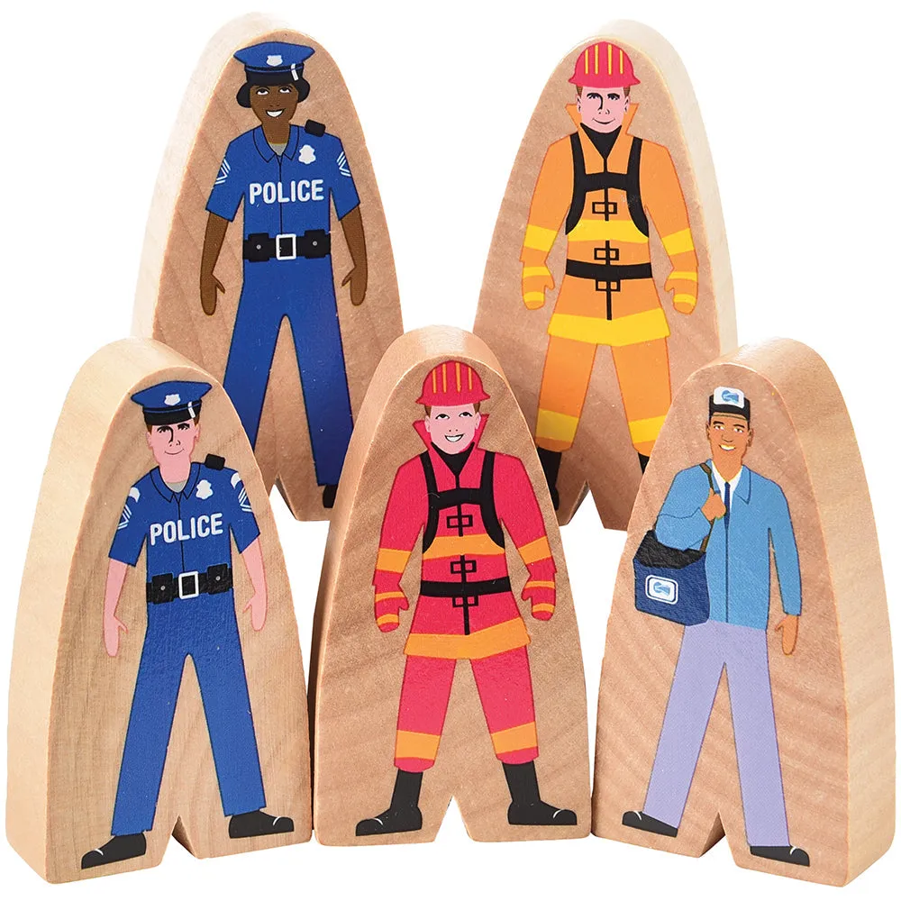 25-Piece Wooden Community Helpers Set | Diverse Figures for Block Play