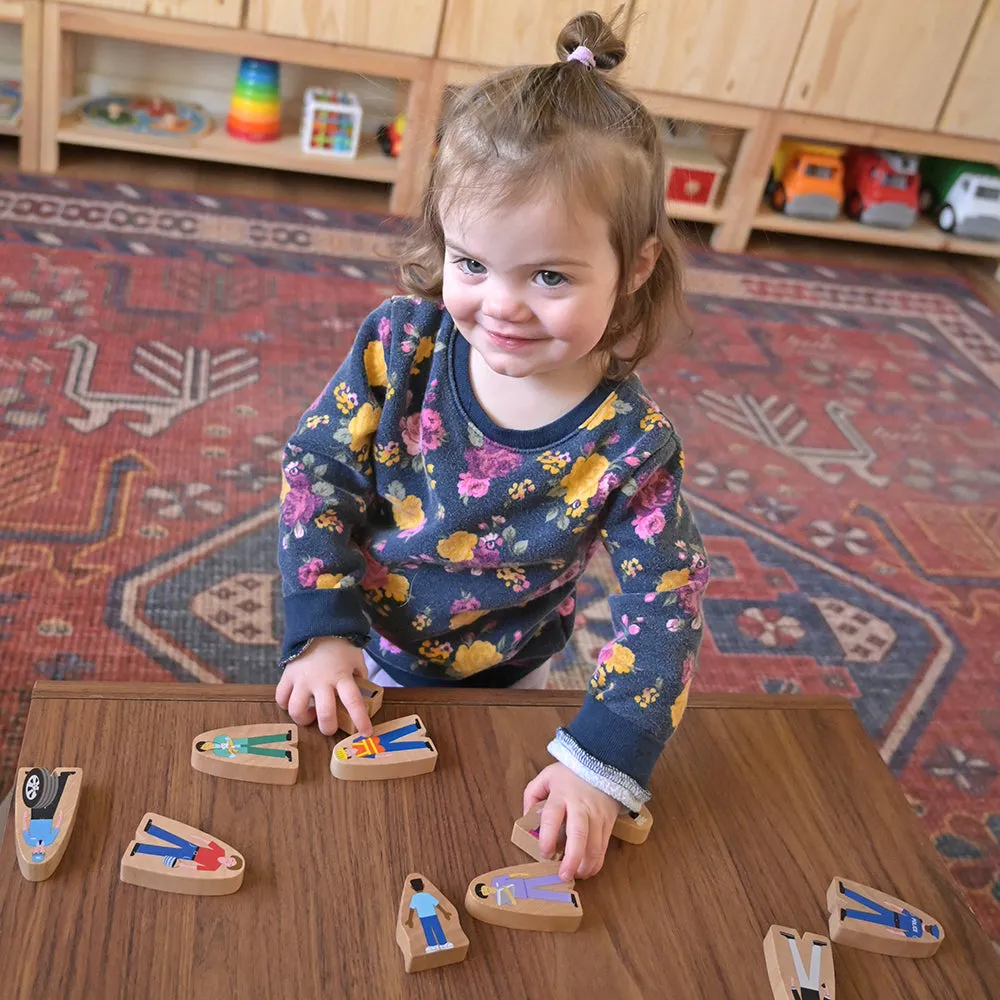 25-Piece Wooden Community Helpers Set | Diverse Figures for Block Play