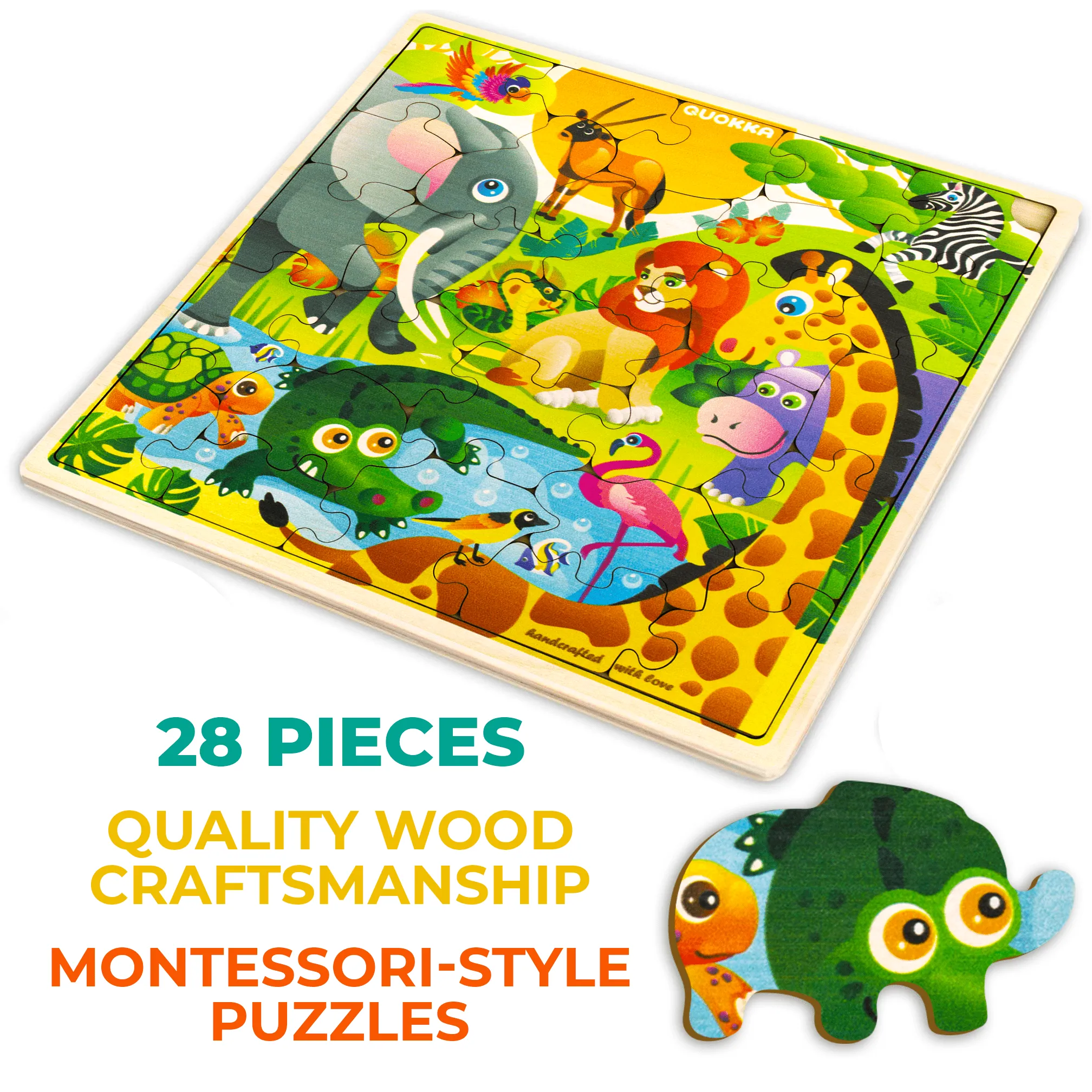 28 Pieces Wooden Puzzles for Kids | Africa Animals