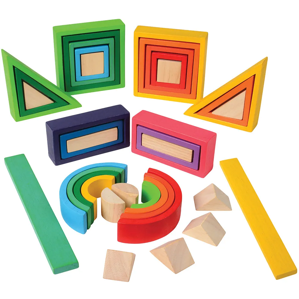 38-Piece Colorful Designer Blocks | Durable Hardwood Shapes for Creative Building