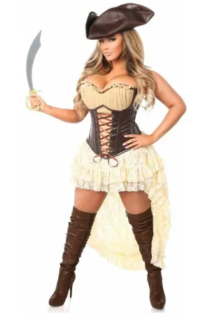 4 PC Pirate Captain Corset & Skirt Costume