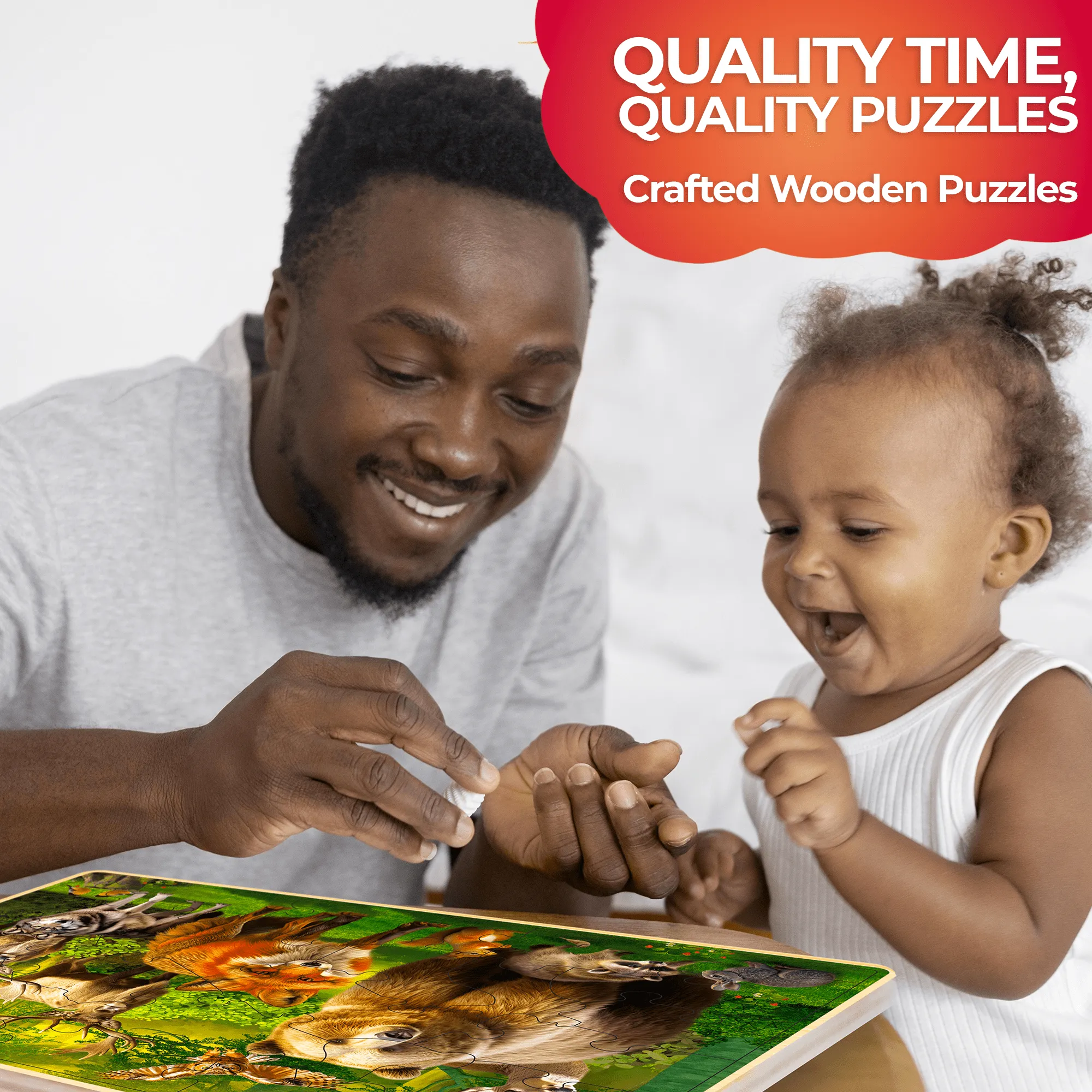 4 Set 48 Pcs Wooden Puzzles for Kids | Africa, Ocean & Wild Animals