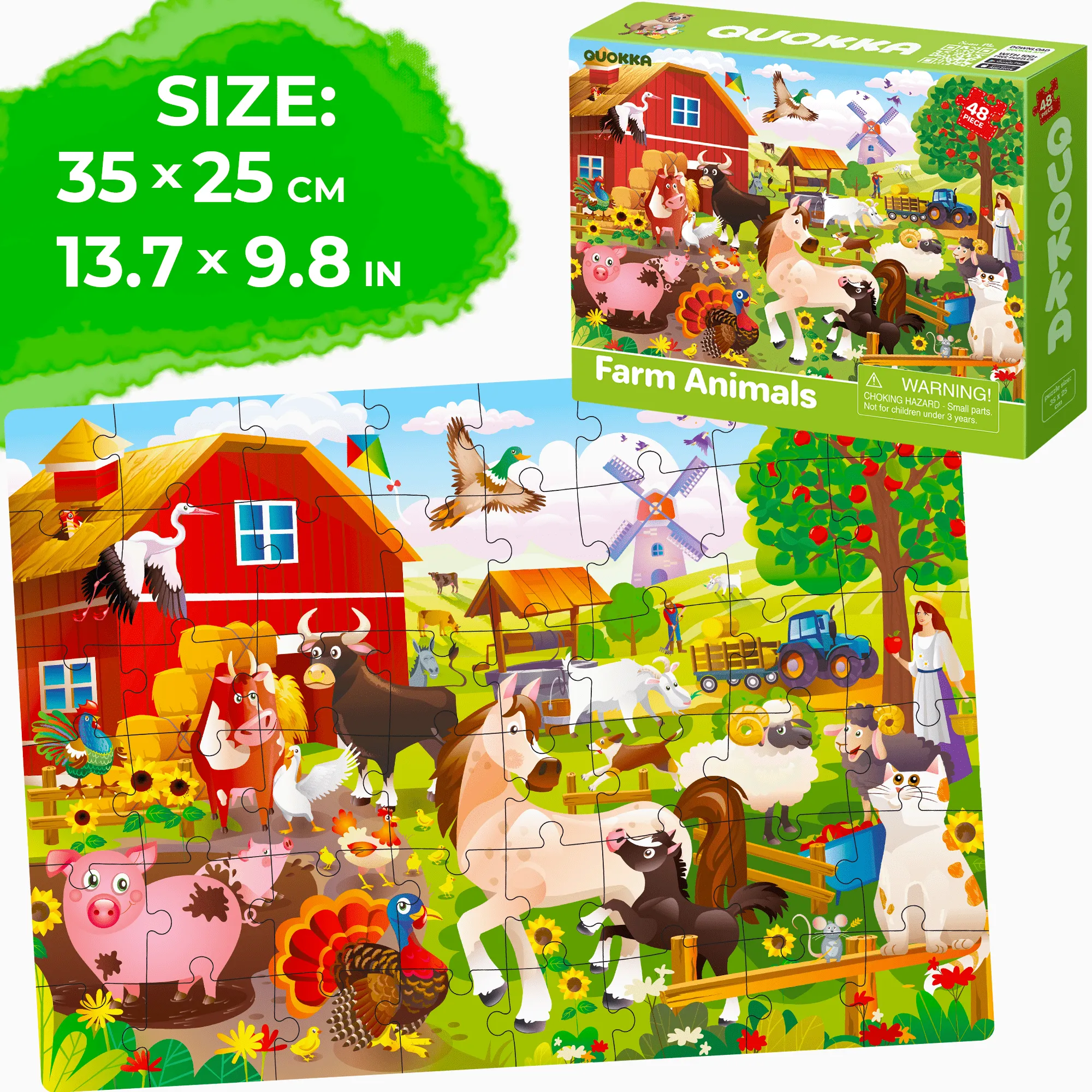 48 Pcs Puzzles for Kids | Polar, City, Farm & Safari Animals