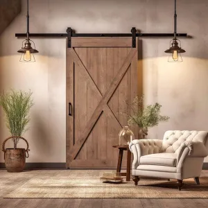 Barn Door Wallpaper Sticker - Brown Rustic Wood Barn Door Cover Decal