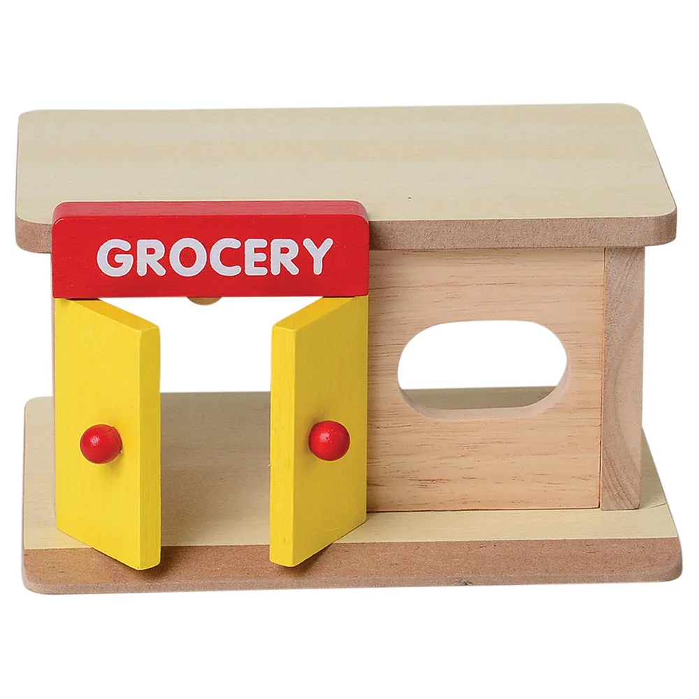 Block Play Community Set with Hospital, Grocery Store, Restaurant & Toy Store