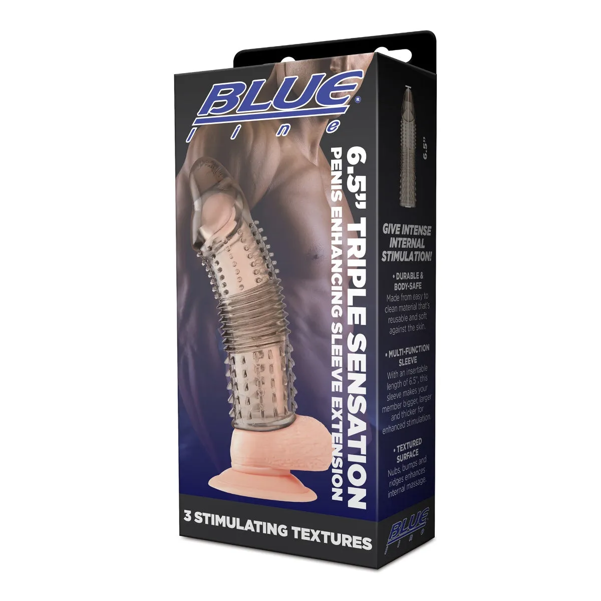 Blue Line Triple Sensation Penis Enhancing Sleeve Extension 6.5 Inch