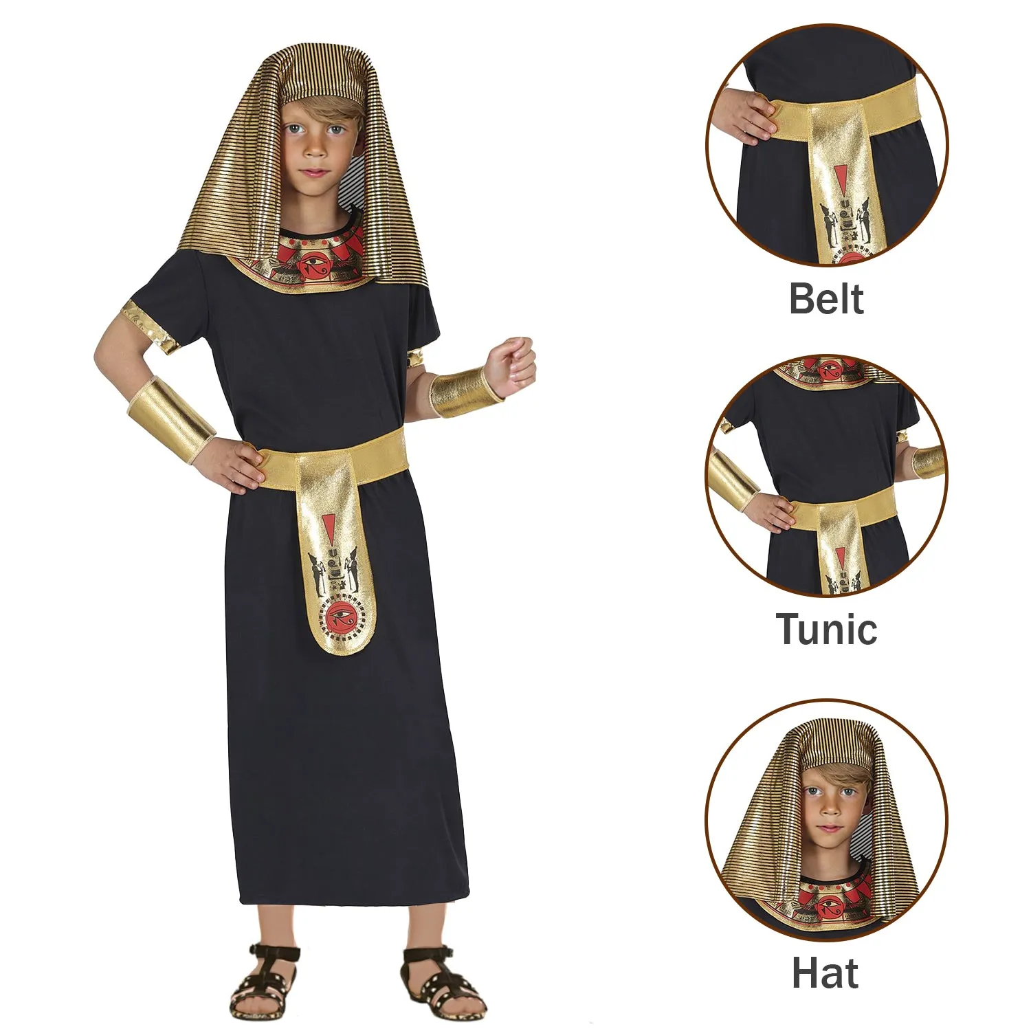 Boys Egyptian Pharaoh Kids Fancy Dress Costume