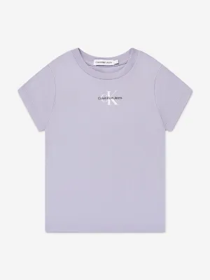 Calvin Klein Girls Micro Monogram T-Shirt in Lilac