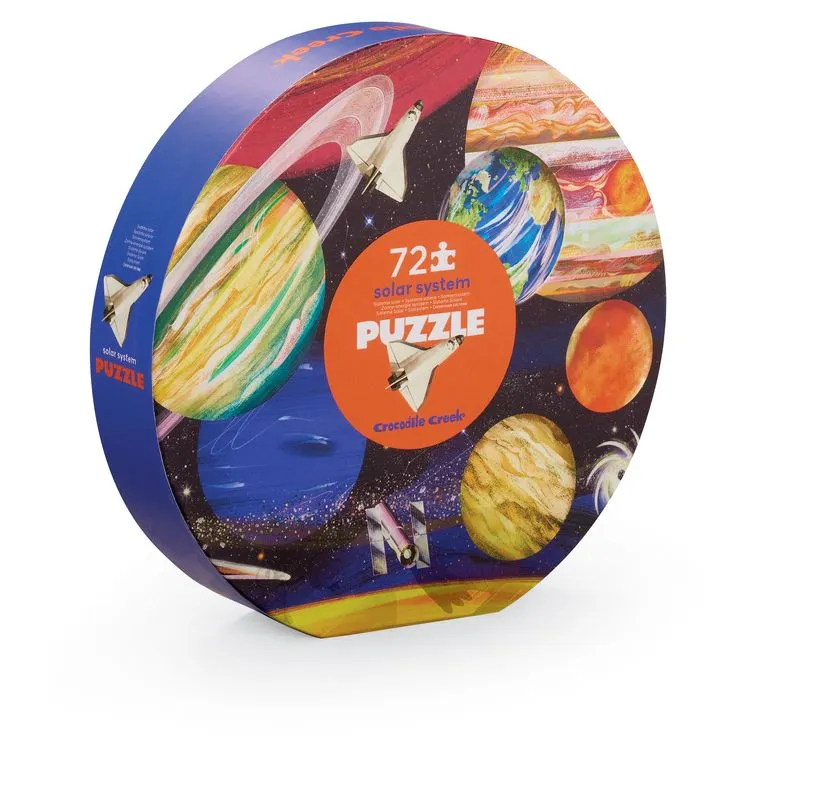 Crocodile Creek 72 Piece Round Box Puzzle Realistic Solar System