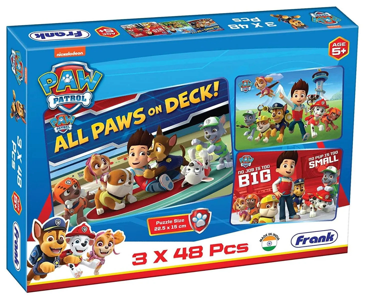 Frank Paw Patrol - 3 x 48pcs Jigsaw Puzzles for 5 Years and Above