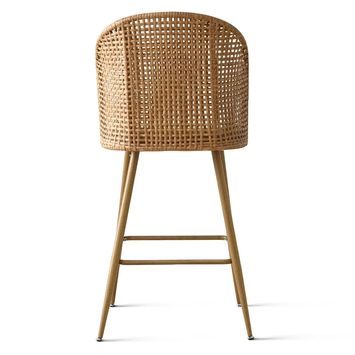 Grasse 29" Beige Rattan Upholstered Bar Stool (Set of 2)