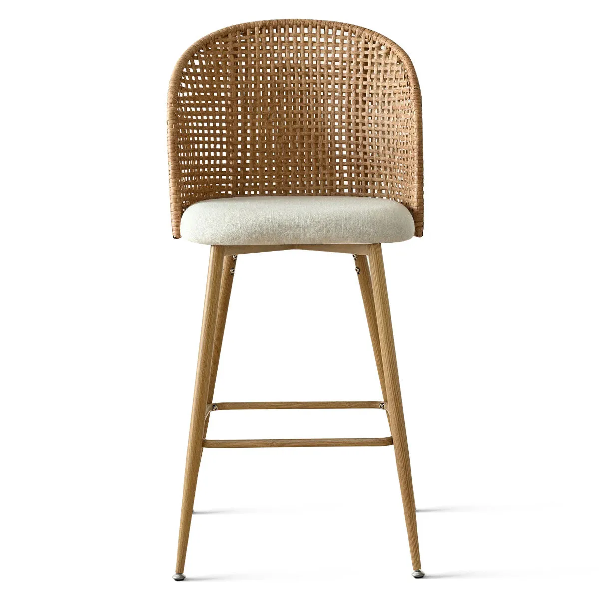 Grasse 29" Beige Rattan Upholstered Bar Stool (Set of 2)