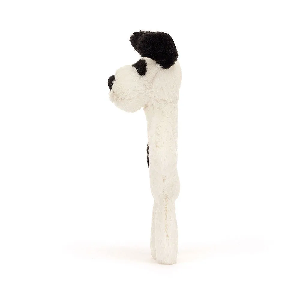 Jellycat bashful black & cream puppy ring rattle