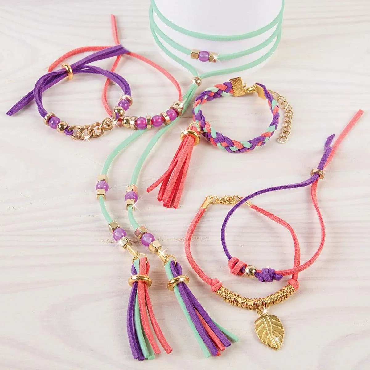 Make It Real Gold Link Suede Bracelets Multicolor