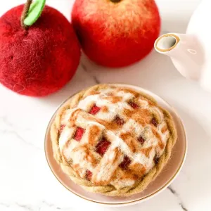 Needle-felted Play Food Mini Lattice Apple Pie