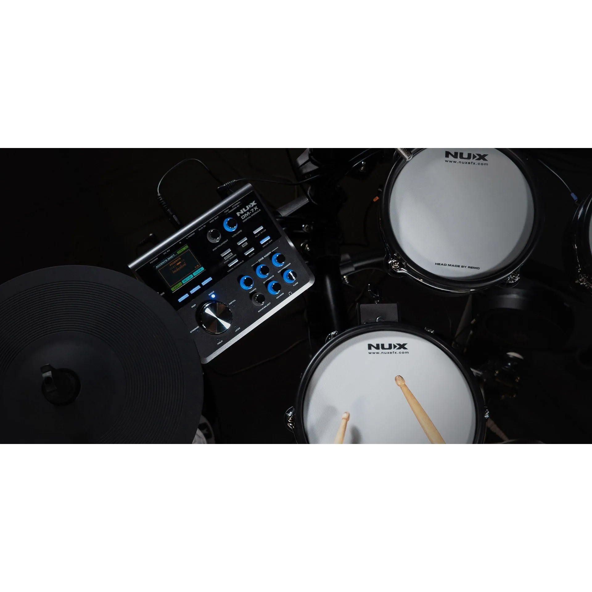 NU-X DM7X Professional 9-Piece Electronic Drum Kit with All Mesh Heads