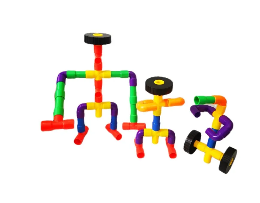 Pipe Construction Building Set With 8 Wheels - 134 Piece Set