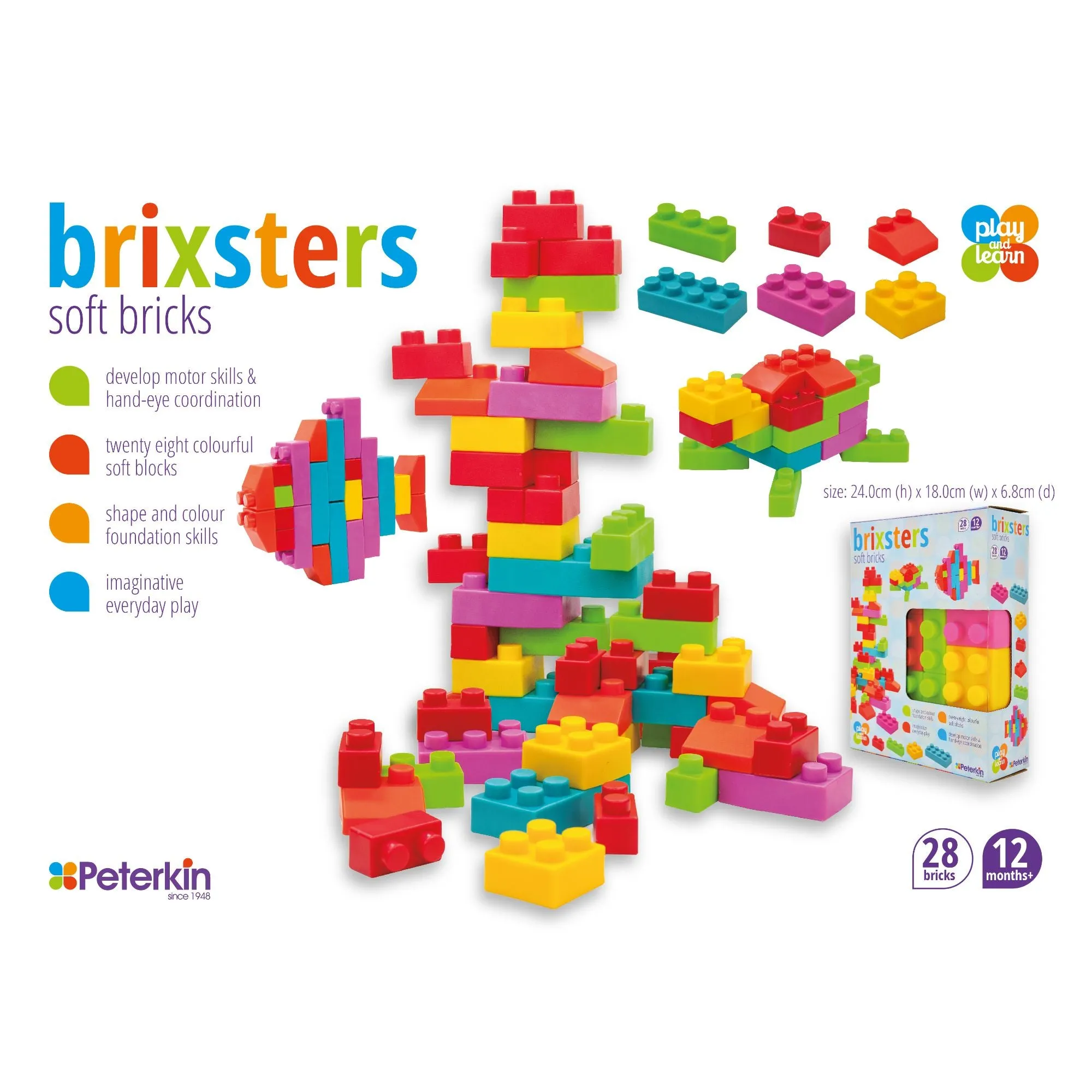 Play And Learn Brixsters 28 Piece Soft Bricks