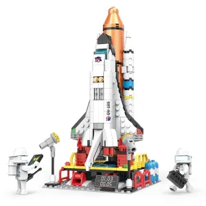 PLUSPOINT Spaceship Rocket Building Blocks Set, Educational Stem Building Toys For Kids Brain Development & Hands-On Ability Construction Toy For Boys & Girls Aged 5  (4421), Multi