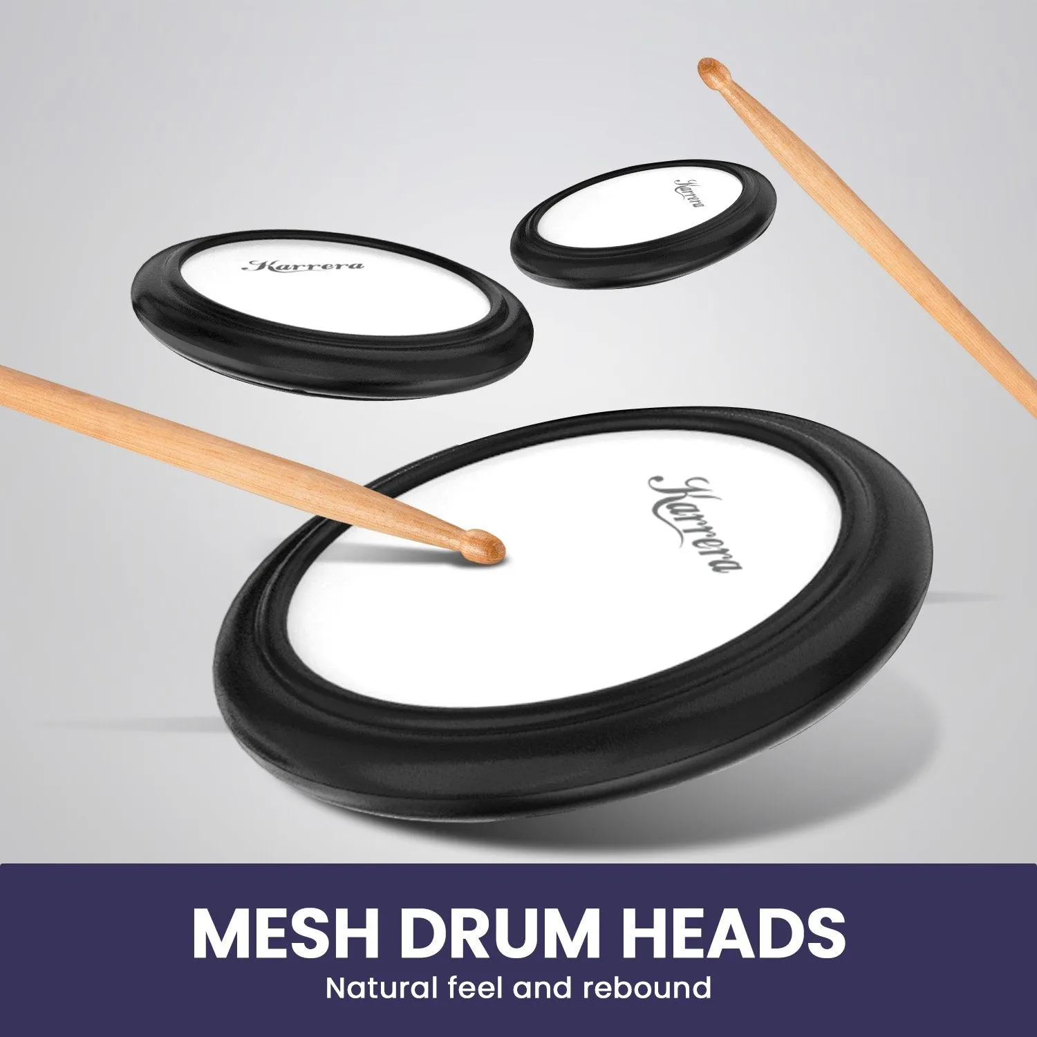 Quiet Mesh Drum Heads, 20 Kits, USB MIDI Electronic Drum Set