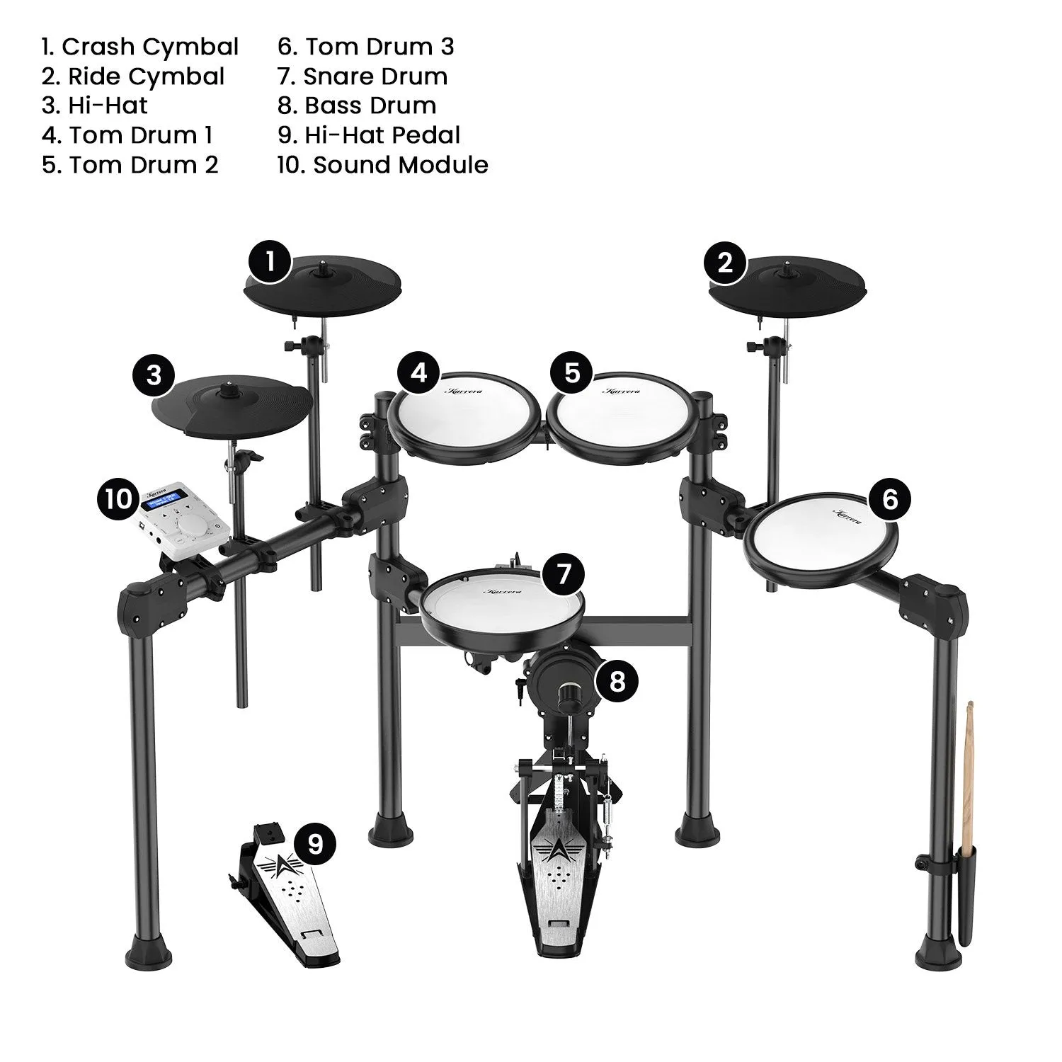 Quiet Mesh Drum Heads, 20 Kits, USB MIDI Electronic Drum Set