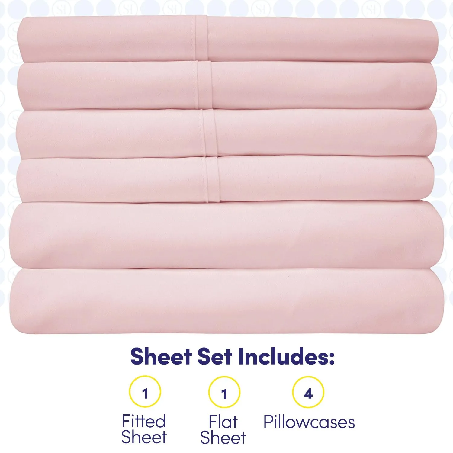 Sweet Home Collection Quality Deep Pocket Bed Sheet Set-2 Extra Pillow Cases, Value, Queen, Pale Pink, 6 Piece