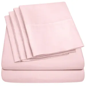 Sweet Home Collection Quality Deep Pocket Bed Sheet Set-2 Extra Pillow Cases, Value, Queen, Pale Pink, 6 Piece