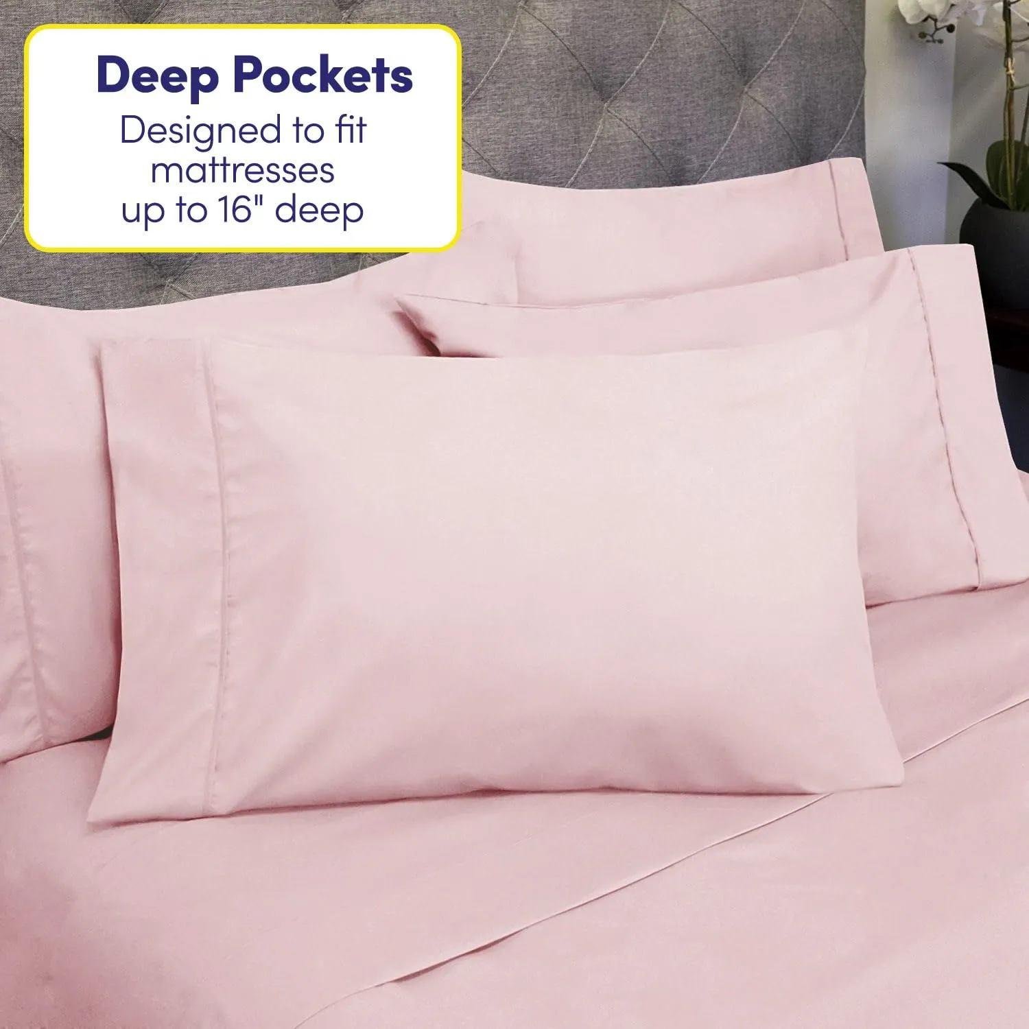 Sweet Home Collection Quality Deep Pocket Bed Sheet Set-2 Extra Pillow Cases, Value, Queen, Pale Pink, 6 Piece