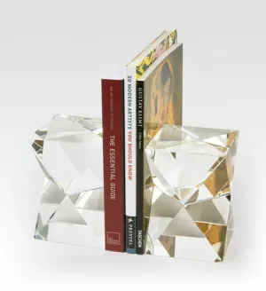 Tizo Crystal Rect. Diamond Cut Bookend Pair Set of 2