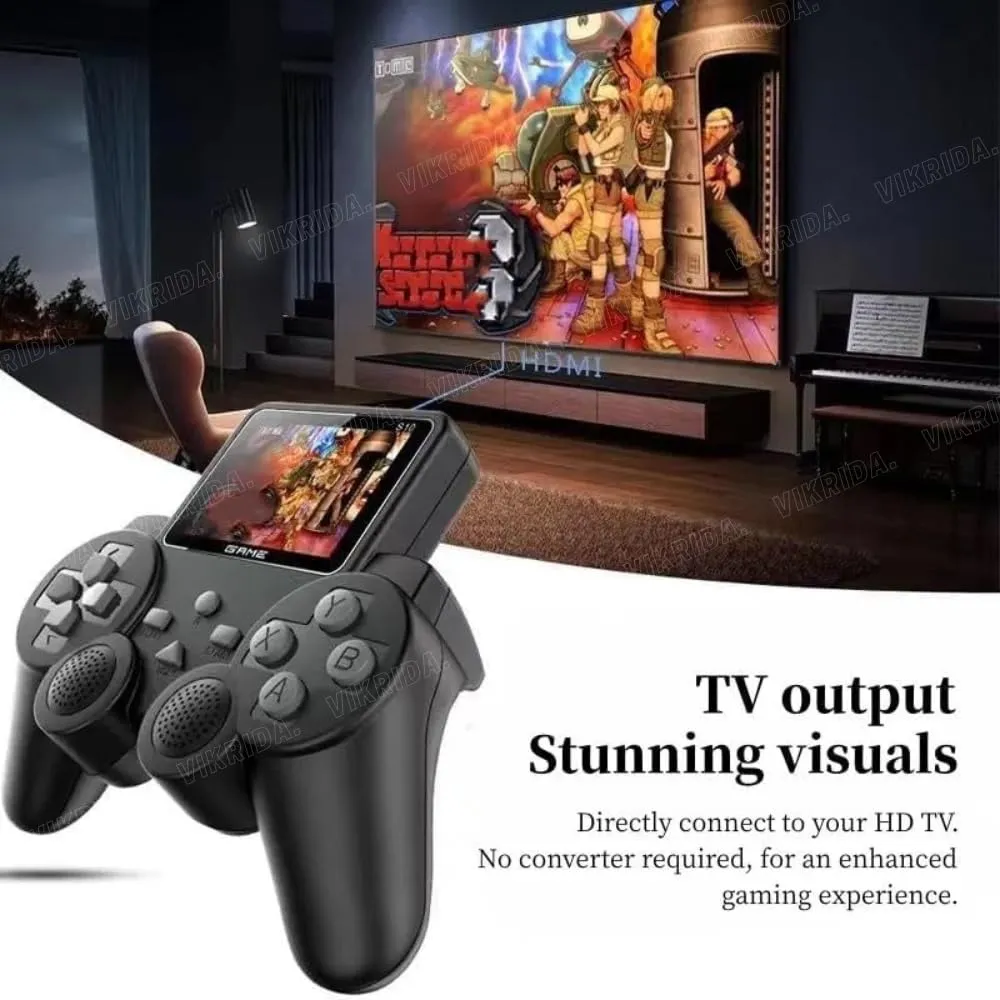 VikriDA Video Games for Kids 500 in 1 Controller Gamepad Video Game| Wireless Controller TV Attachable Video Player - Black